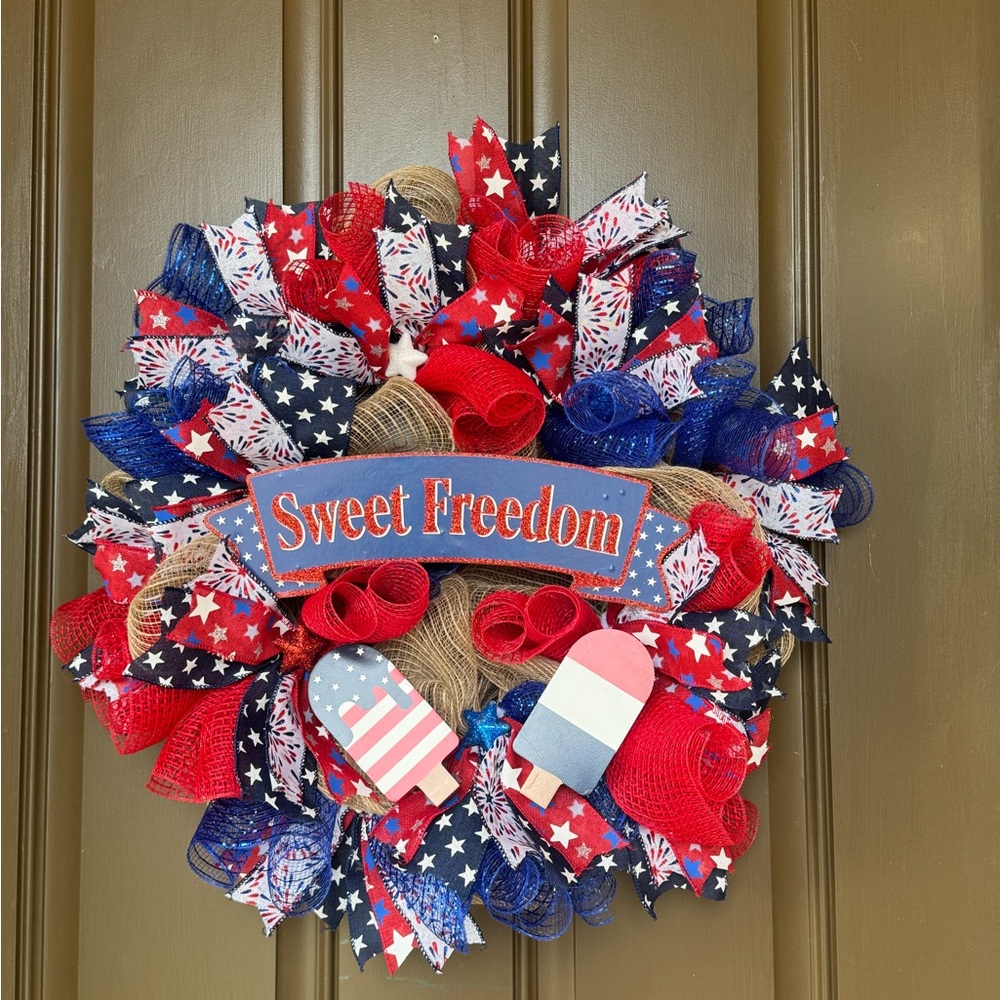Patriotic Red, White, and Blue Wreath